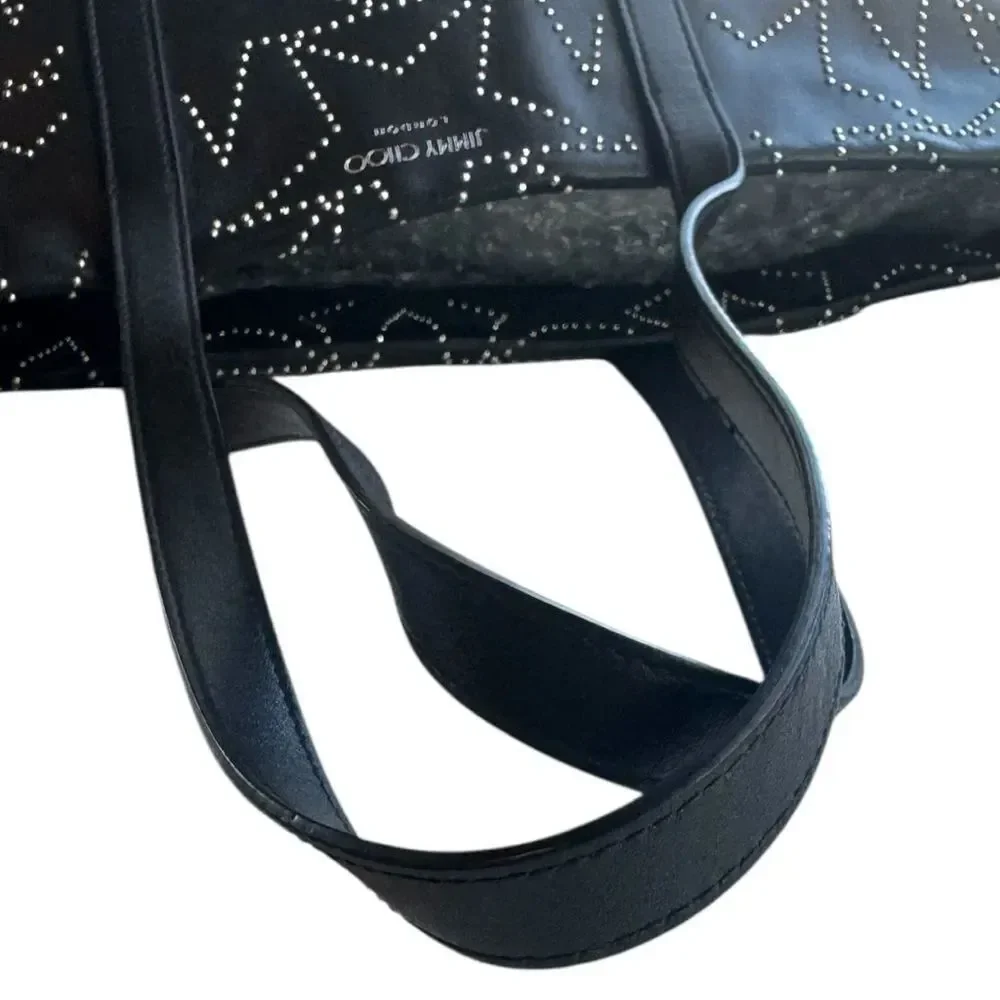 Jimmy Choo Black Leather Star Studded 2way Sofia Tote Bag Auth